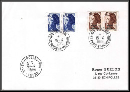 74662 15/4/1986 Liberté Saint Pierre Et Miquelon Mixte Echirolles Isère Lettre Cover Colonies - Covers & Documents