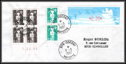 74028 Mixte Marianne Bicentenaire 1/3/1997 Coconi Mayotte Echirolles Isère Lettre Cover Colonies  - Brieven En Documenten