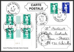 74233 Mixte Marianne Bicentenaire 11/2/1997 Dembéni Mayotte Echirolles Isère France Carte Postcard Colonies - Briefe U. Dokumente