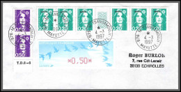 74038 Mixte Atm Marianne Bicentenaire 4/3/1997 M'tsangamouji Mayotte Echirolles Isère Lettre Cover Colonies - Brieven En Documenten