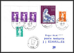 74101 Mixte Marianne Bicentenaire 29/3/1997 Poroani Mayotte Echirolles Isère Lettre Cover Colonies  - Cartas & Documentos