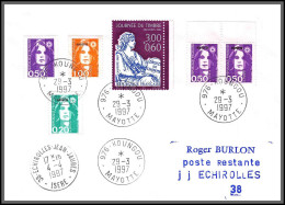 74103 Mixte Marianne Bicentenaire 29/3/1997 Koungou Mayotte Echirolles Isère Lettre Cover Colonies  - Covers & Documents