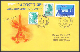 74596 13/8/1986 Saint Pierre Et Miquelon Mixte Paquebot Echirolles Entier Avion Survolant Paris Stationery Complément - Brieven En Documenten