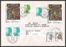 74904 Recommandé Taxé Insectes Beetle 31/12/1986 Liberté Locale Saint Pierre Et Miquelon Mixte Echirolles Lettre - 1960-.... Briefe & Dokumente