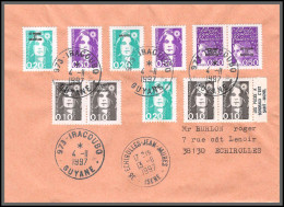 74473 Mixte Briat Pub Luquet Mayotte St Pierre 4/11/1997 Iracoubo Guyane Echirolles Isère Lettre Cover Colonies - 1989-1996 Marianna Del Bicentenario