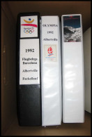1 Carton Collection Jeux Olympiques (olympic Games) Albertville 1992 3 Classeurs Lettre Cover Signé (signed Autograph) - Handtekening