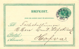 SCHWEDEN 20.4.1897, "FINNERÖDJA" K1 A. 5 (FEM) Öre Grün GA-Postkarte, Kab.    SWEDEN VILLAGE POSTMARKS - 1885-1911 Oscar II