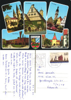 WEIDEN, BAVARIA, MULTIPLE VIEWS, ARCHITECTURE, EMBLEM, CHURCH, TOWER WITH CLOCK, PARK, CARS, FLAGS, GERMANY, POSTCARD - Weiden I. D. Oberpfalz