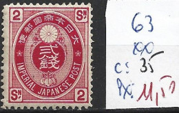 JAPON 63 ** Côte 35 € - Ongebruikt