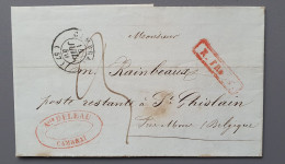 L219 LETTRE 1849 Banque Deleau CAMBRAI à Rainbeaux Poste Restante ST GHISLAIN BELGIQUE Par Valenciennes Et Quievrechain - Ohne Zuordnung