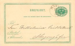 SCHWEDEN 26.10.1887, "HEBY" K1 Klar A. 5 (FEM) Öre Grün GA-Postkarte, Kab.    SWEDEN VILLAGE POSTMARKS - 1885-1911 Oscar II