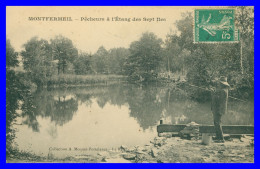 * MONTFERMEIL - Pêcheurs à L'étang Des Sept Iles - Animée - Pêcheur - Collection MOQUET PORTELANCE - Montfermeil