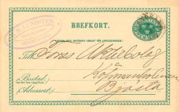 SCHWEDEN 4.8.1891, "HERNÖSAND" (HÄRNÖSAND) K1 Klar A. 5 (FEM) Öre Grün GA-Postkarte, Attr. Viol. Absenderstempel, Kab. - 1885-1911 Oscar II