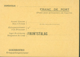 Guerre 40 Franc De Port Poste Pour Prisonniers De Guerre Neuve A Désignation Du Camp Mention Fronstalag - Guerre De 1939-45