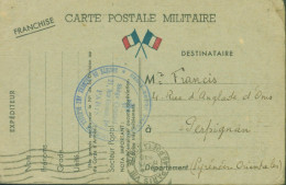 Guerre 40 CP Militaire Franchise Cachet Croix Rouge Française Sté Secours Blessés Militaires Paris CAD Paris 15 VII 40 - WW II