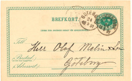 SCHWEDEN 1891, "JÖNKÖPING" Und "GÖTEBORG" K1 Klar A. 5 (FEM) Öre Grün GA-Postkarte, Kab.    SWEDEN VILLAGE POSTMARKS - 1885-1911 Oscar II