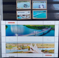 Botswana 2022, Bridges In Botswana -Kazungula And Mohembo, MNH S/S And Stamps Set - Botswana (1966-...)