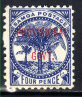 Samoa 1899  00 QV 4d Dull Blue Ovpt Provisional Govt MM SG 93 ( M538 ) - Samoa