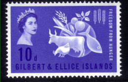 Gilbert & Ellice Isl 1963 QE2 10d Blue Freedom From Hunger Umm SG 79 (  B959 ) - Gilbert- Und Ellice-Inseln (...-1979)