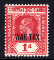 Gilbert & Ellice Isl 1918 KGV 1d Red Umm Ovpt WAR TAX SG 26 ( C643 ) - Gilbert- Und Ellice-Inseln (...-1979)