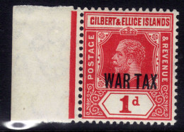 Gilbert & Ellice Isl 1918 KGV 1d Red Umm Ovpt WAR TAX SG 26 ( C200 ) - Gilbert- En Ellice-eilanden (...-1979)