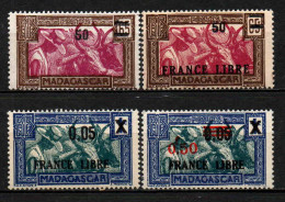 Madagascar  - 1942  -  Tb Antérieurs Surch  - N° 234/236/240/241  - Neufs ** - MNH - Unused Stamps