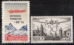 MAROC Timbres Poste Aérienne N°56* & 57* Neufs Charnières TB Cote : 3.50€ - Poste Aérienne