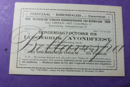 Feestzaal Rubenspaleis Carnotstr Antwerpen Liberaal Liberale Genootschap 1926 Avondfeest Harmonie Liberale Bond Ie Wijk - Tickets - Vouchers