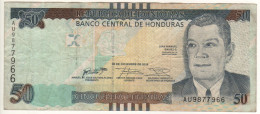 HONDURAS  50  Lempiras PW104a  Dated  28.12.2016  ( Juan Manuel Gálvez Duronat + Banco Central At Back) - Honduras