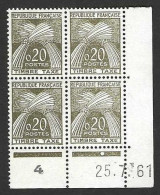 FRANCE TAXE 1960 YT N° 92 0,20 GERBES EN NOUVEAU FRANC, COIN DATE ** - 1960-.... Postfris