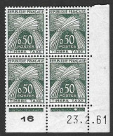 FRANCE TAXE 1960 YT N° 93 0,50 GERBES EN NOUVEAU FRANC, COIN DATE ** - 1960-.... Postfris