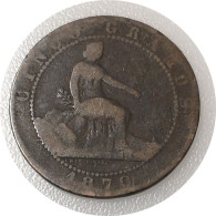 Monnaie Espagne - 1870 - 5 Centimos Gouvernement Provisoire - Premières Frappes