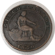 Monnaie Espagne - 1870 - 5 Centimos Gouvernement Provisoire - Premières Frappes