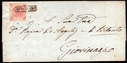 1858 30 GIU 2 GR.ROSA LILLACEO I°TAVOLA SASS.5a CON DISCRETI MARGINI SU PIEGO DI LETTERA  FIRMATO BIONDI CV 225++ - Naples