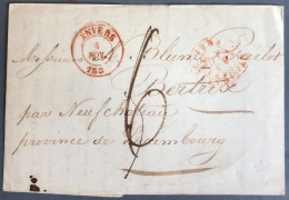 Belgique, Cachet Anvers 4.11.1839 Sur Lettre Pour Neufchateau, Luxembourg - (B2149) - 1830-1849 (Belgica Independiente)