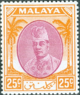 MALAYA, KELATAN, SULTANO IBRAHIM, 1951, FRANCOBOLLI NUOVI (MLH*) Scott:MY-KL 59, Yt:MY-KL 70 - Kelantan