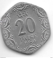 *INDIA 20 PAISA 1984 C  KM 44  Xf+ - Inde