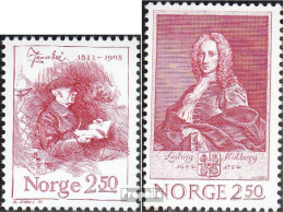 Norwegen 890,910 (kompl.Ausg.) Postfrisch 1983/84 Jonas Lie, Ludvig Holberg - Unused Stamps