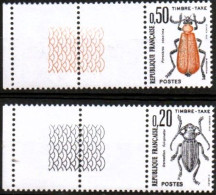 FRANCE ,FRANKREICH ,1982, MI 107, 108,  YV 104,105, BORD DE FEUILLE,  TAXE, INSECTES, POSTFRISCH, NEUFS,  ** - 1960-.... Neufs