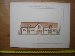 XXe Planche PETITES CONSTRUCTIONS FRANCAISES Ecurie Remise Et Etable Thezard - Architectuur