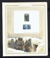 FRANCE - N°1052/1053 - Colonel  Driant Et  Bataille De Verdun. Epreuve Collective Sur  Aquarelle Originale De R. Serres - 1. Weltkrieg