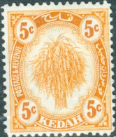 MALAYA, KEDAH, AGRICOLTURA, FLORA, 1922, FRANCOBOLLI NUOVI (MLH*) Mi:MY-KE 38, Scott:MY-KE 29, Yt:MY-KE 29 - Kedah