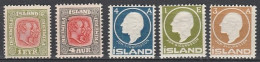 Iceland      .       Yvert    .      5  Stamps     .     *      .      Mint-hinged - Unused Stamps