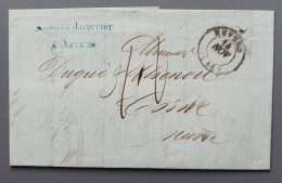 L107 LETTRE 1849 Banque JACQUINOT à Bque DUGUE & CHENOU Timbre à Date Type 13 NEVERS COSNE Taxée à 10 Décimes - Unclassified