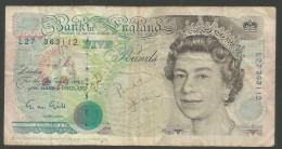 Billet De Grande Bretagne 1990 ( 5 Pounds ) - 5 Pounds