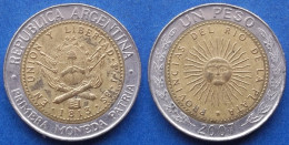 ARGENTINA - 1 Peso 2007 KM# 112.1 Monetary Reform (1992) - Edelweiss Coins - Argentina