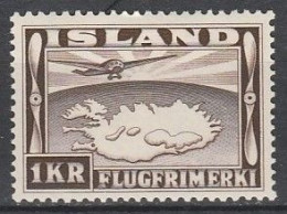 Iceland      .       Yvert    .      Airmail  19    .     *      .      Mint-hinged - Luftpost