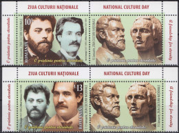 2024, Romania, National Culture Day, Authors, Famous People, Literature, 2 Stamps+Label, MNH(**), LPMP 2449 - Ongebruikt