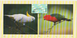 Australian Cockatoo & King Parrot. Carte-maximum Timbre ATM (automatic Teller Machine) From Tewantin QLD. RARE - Maximum Cards