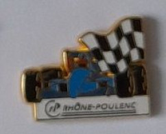 Pin's  ARTHUS  BERTRAND, Sport  Automobile  F 1  Bleu  Avec  Sponsor  RHÔNE  POULENC - Arthus Bertrand